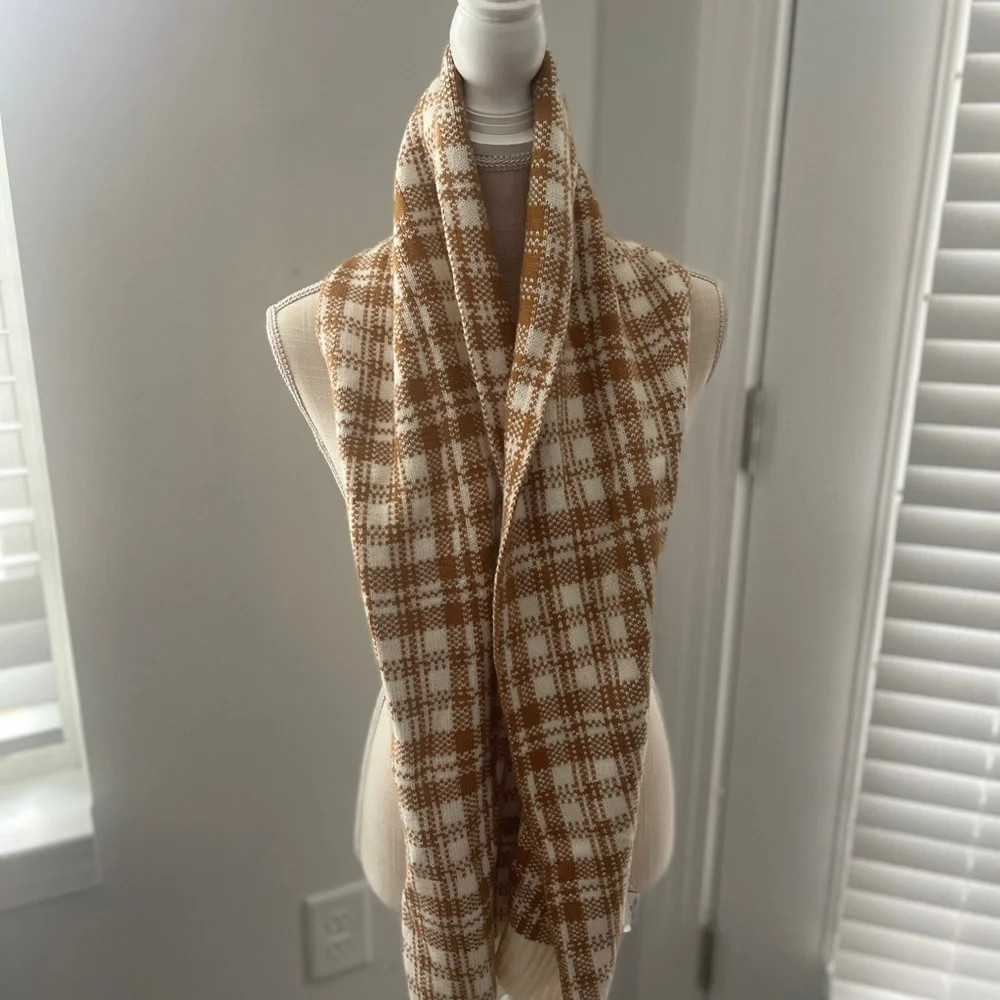 Timberland Brown and Cream Plaid Scarf
